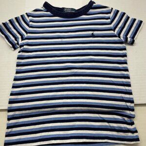 Polo Ralph Lauren Baby Boy's T- Shirt - Blue & White Striped - Size 5 - Stains